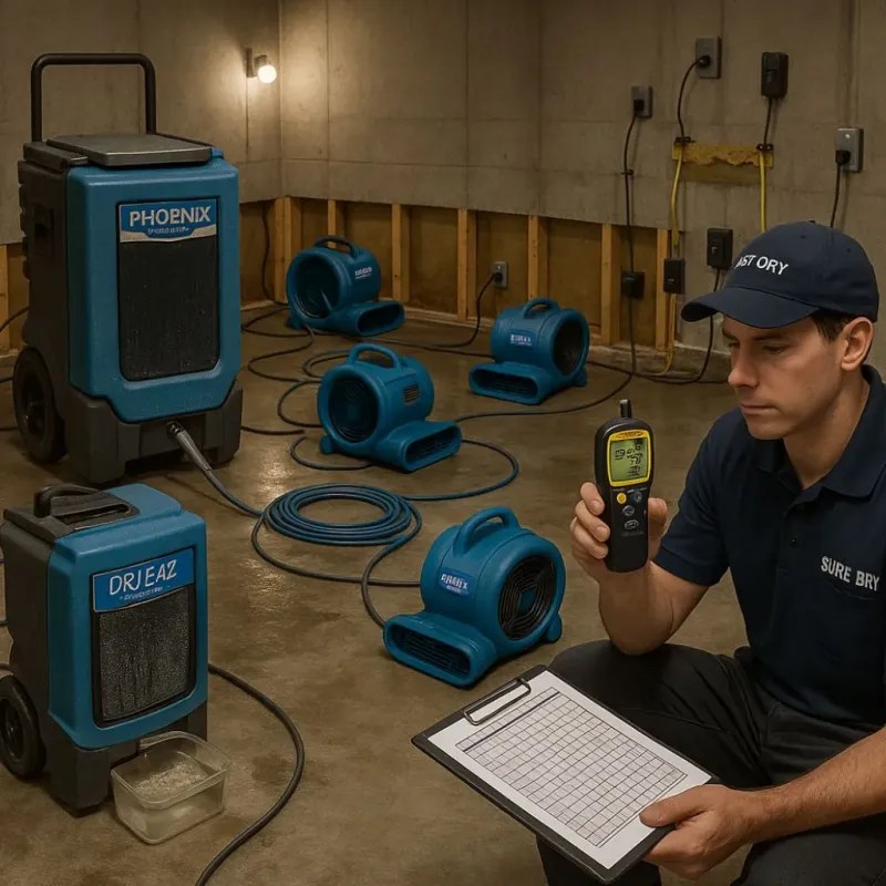 Structural Drying and Dehumidification process in Thornport, OH